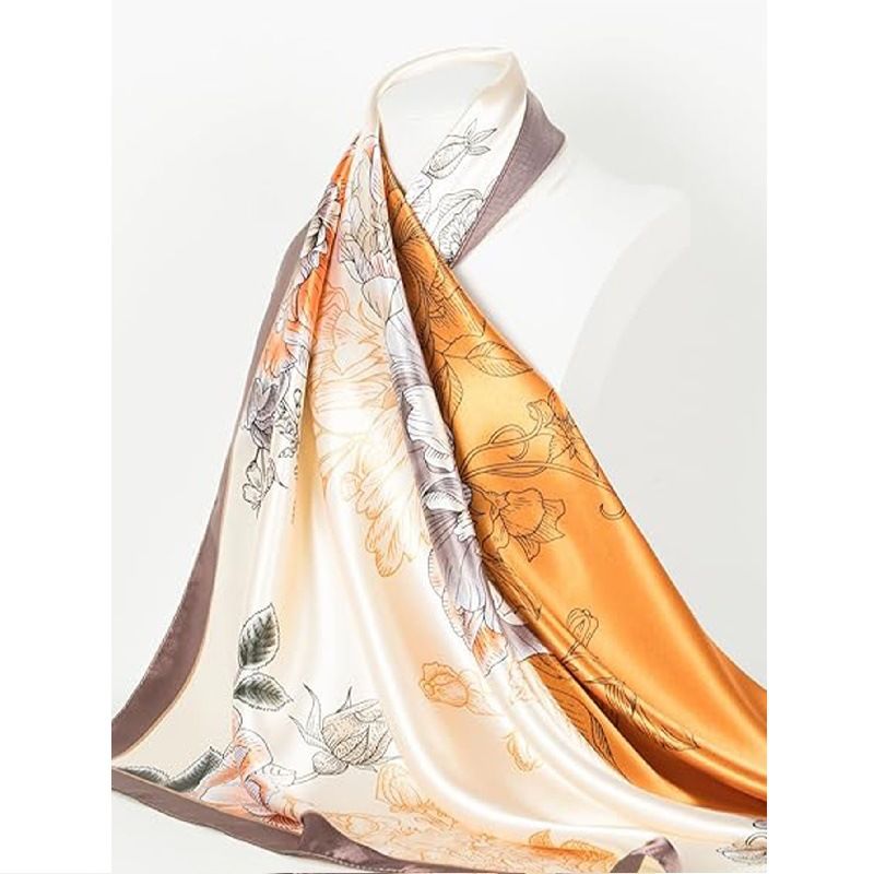 Large square scarf satin Europe and the United States head scarf silk fashion silk scarf versatile trend_voghion.com