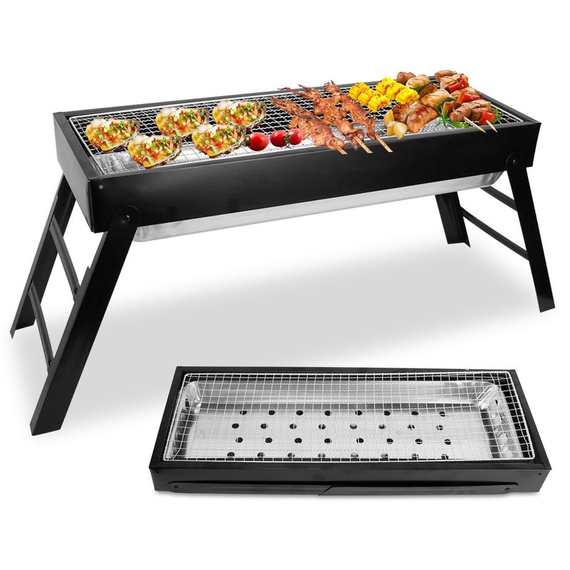 Foldable Charcoal BBQ Grill Stainless Steel Grill Net Easy Setup Portable Tabletop Barbecue Grill For Camping Picnic Outdoor Party Backyard_voghion.com