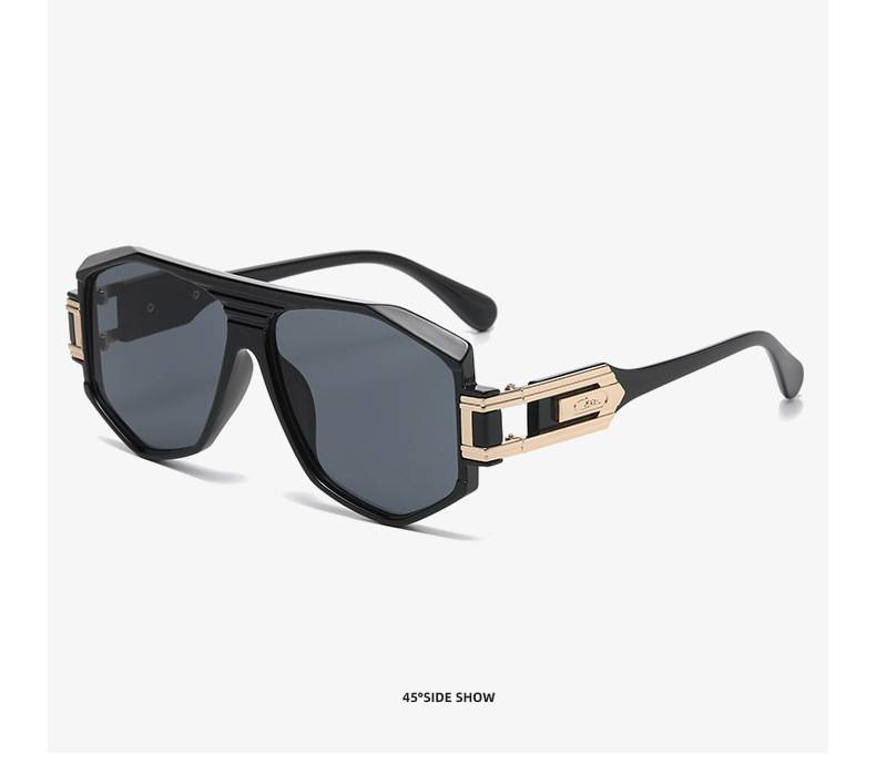 TGOGO Neue Pilotensonnenbrille für Herren ist keine europäische und amerikanische Straßenfotografie, moderne, polygonale Retro-Krötenbrille mit großem Rahmen, UV400_voghion.com