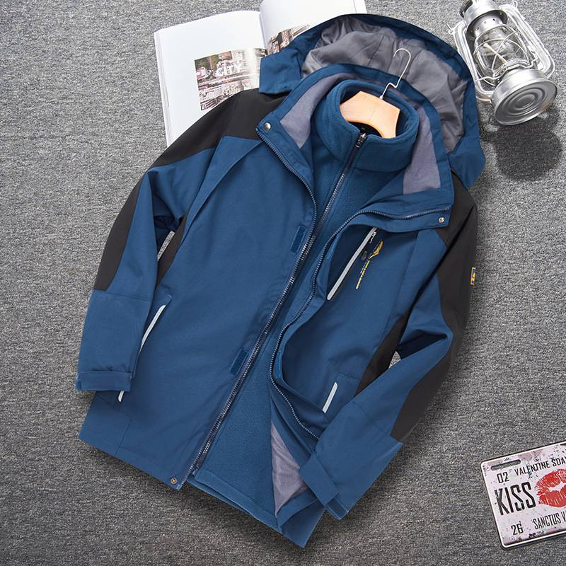 Men's Clothing Outdoor Three-in-One Charge Clothes Fleece Waterproof Two-Piece Set for Middle-aged and Elderly People's Warm Mountaineering Suit _voghion.com