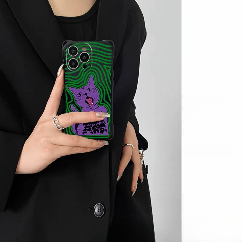 Custodia per telefono iPhone15 14 con tracolla tendenza gatto cartone animato 13 cordino intrecciato 12 11 copertura completa x/xs donna xr_voghion.com