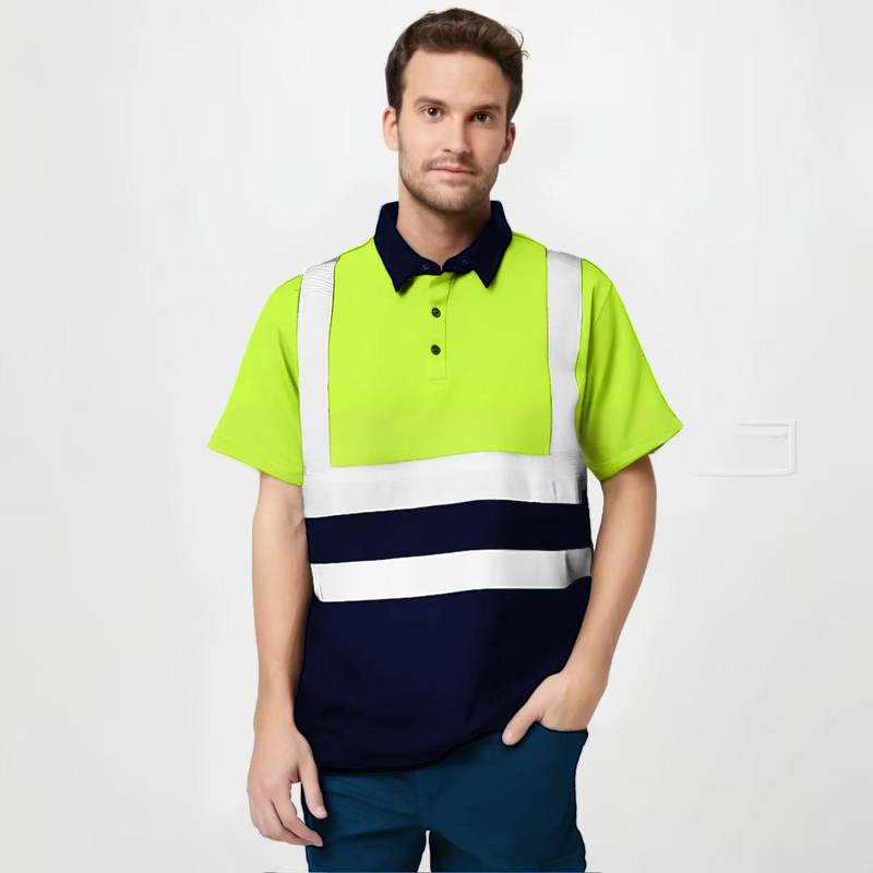 Vêtements pour hommes, polo réfléchissant à manches longues pour chantier routier, vêtements de travail à revers, séchage rapide, hauts de sécurité pour travailleurs de la construction_voghion.com