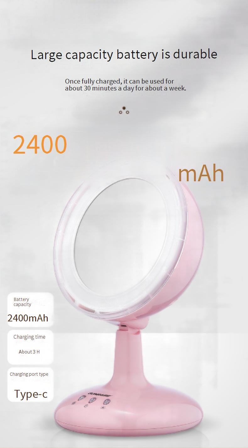 Wentylator bezłopatkowy 3 w 1 z lustrem LED i cyrkulacją powietrza – ładowany przez USB, regulowany, cichy, chłodzący, do makijażu, sypialni i biura_voghion.com