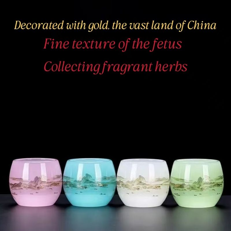 Classic Jade Porcelain "Ten Thousand Miles Of Land And Water" Tea Cup And Wine Cup, Engraved With "Thousand Miles Of Land And Water" Pattern, Fair Cup_voghion.com