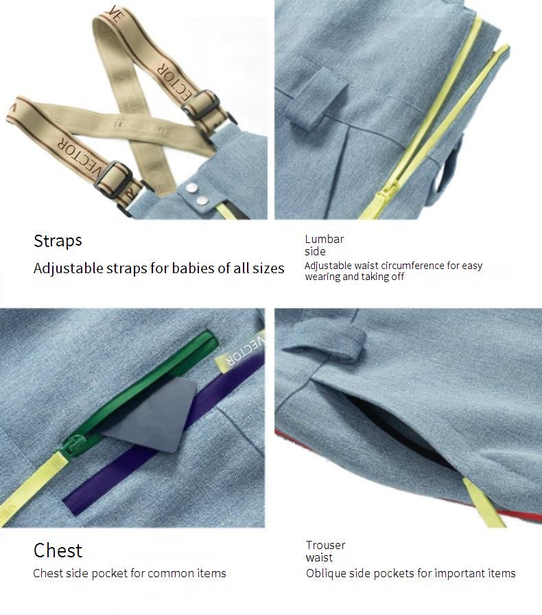 Wasserdichte Ski-Latzhose für Kinder – Isolierte und abnehmbare Skihose für Jungen und Mädchen (120–160 cm) – (Denimblau/Spielplatz-Doodle)_voghion.com