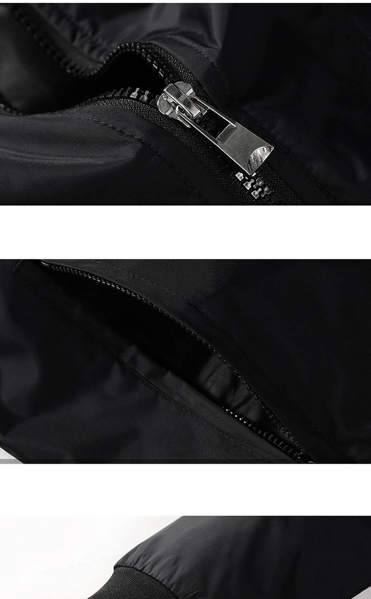 Men's Casual Baseball Jacket - Slim Fit Polyester Stand Collar Coat For Spring & Autumn - Trendy Workwear Style In Black, Blue, Light Gray, Khaki_voghion.com