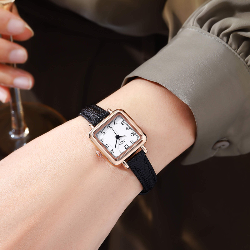 Gedi GEDI ultra-thin small square student gift light luxury niche minimalist digital quartz belt watch_voghion.com