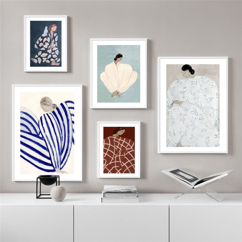 Scandinavian Minimalist Art Nordic Anime Poster Modern Abstract Aesthetic Boho Geometry Line Canvas Painting For Women_voghion.com