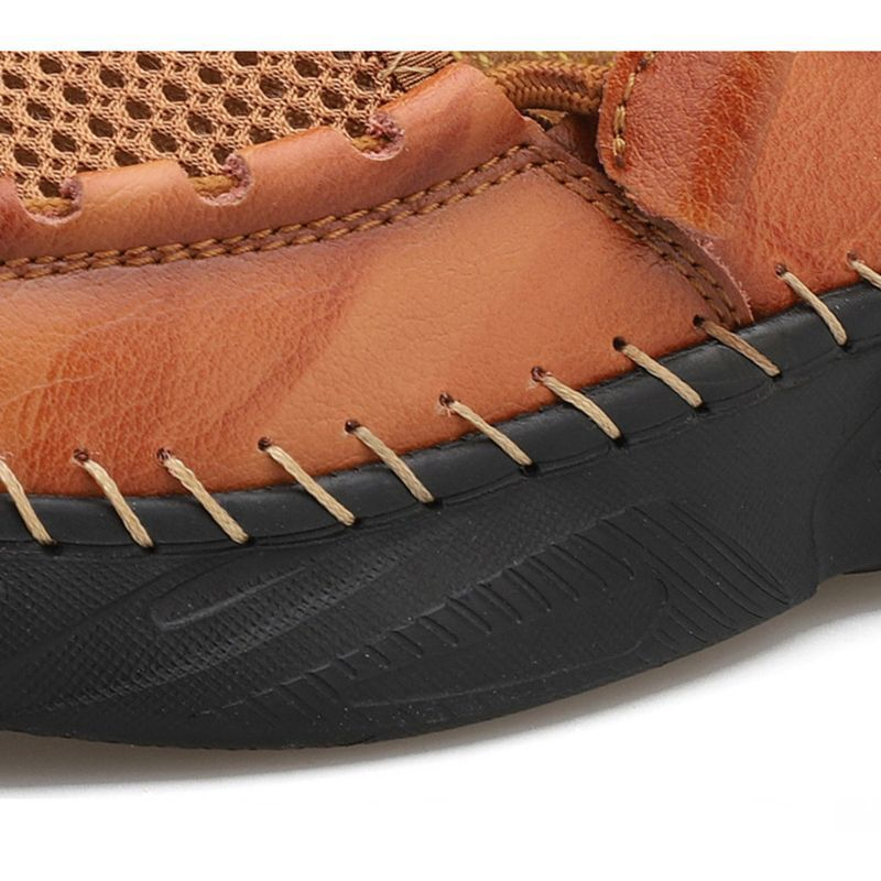 Zapatos deportivos ligeros con punta cerrada para hombre, sandalias de cuero informales para senderismo al aire libre, zapatillas de playa de verano_voghion.com