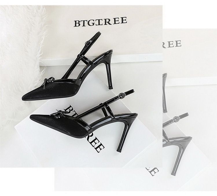 Elegante Stiletto-Absätze mit Schleife für Damen – Pumps mit spitzer Zehenpartie und offener Rückseite und bequemer Polsterung, perfekt für Partys und Abendveranstaltungen_voghion.com