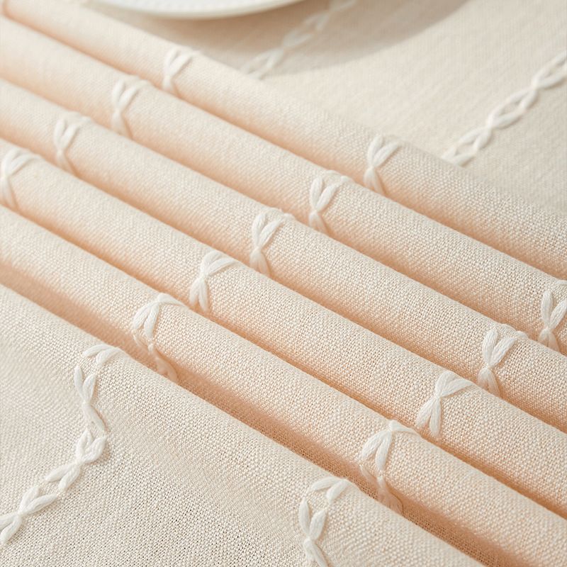 Nappe à franges marron - Style rustique de ferme avec mélange lin-coton (housse de table rectangulaire 60" x 90" lavable, résistante aux taches de café/thé)_voghion.com