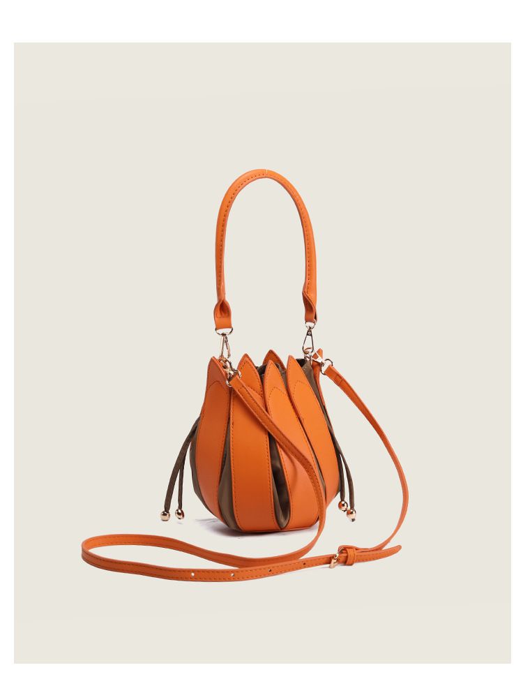 Borsa a secchiello da donna, borsa a mano, borsa a secchiello con fiori di tulipano, borsa a tracolla creativa_voghion.com