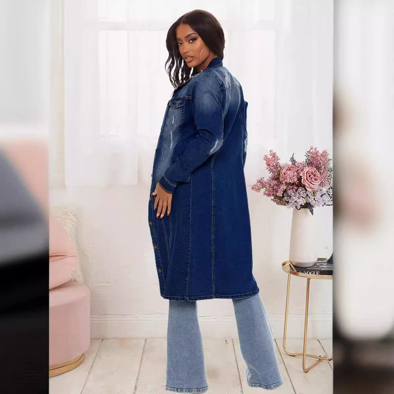 Langer Damen-Jeans-Trenchcoat mit Used-Details – Stylische Herbst-/Winterjacke in Blau, Dunkelblau & Hellblau – Größen S-XXL_voghion.com
