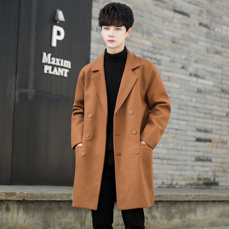 Autumn Winter New Trench Men's Mid-Length American Style Wool Coat High-End Casual Fashion Jacket_voghion.com