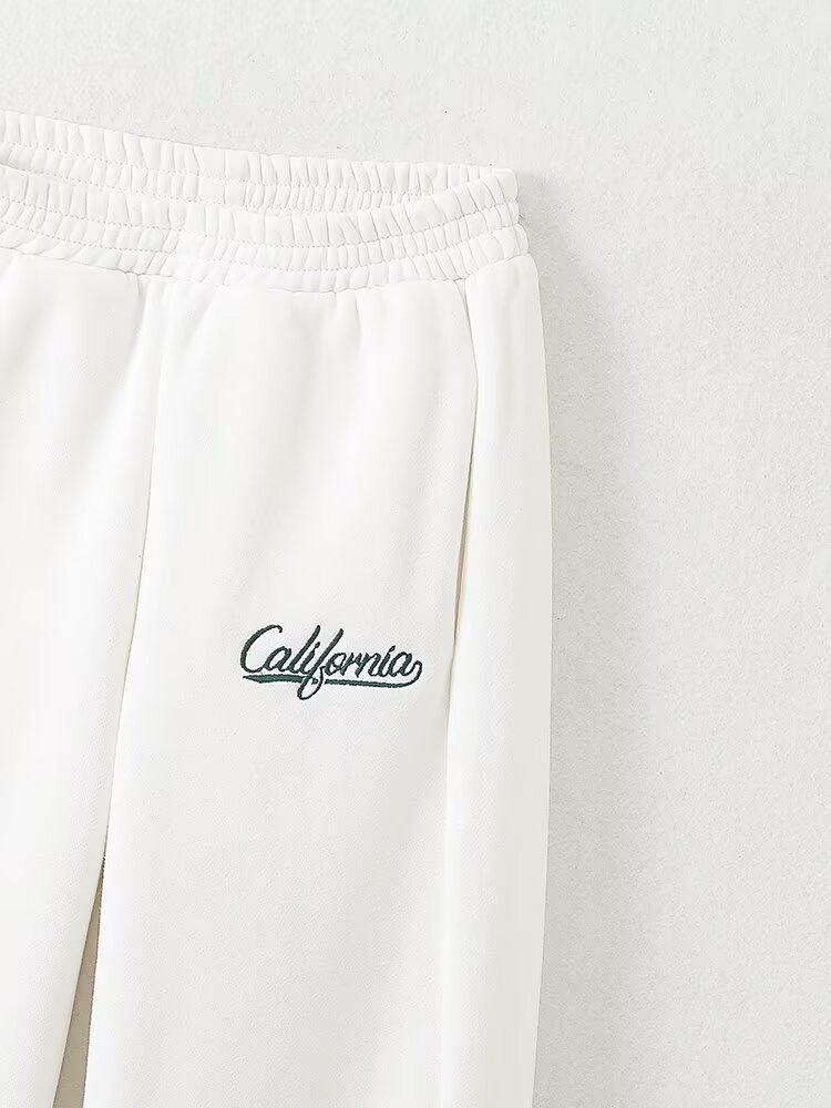 Conjunto de sudadera y jogger retro chic para mujer: conjunto de dos piezas de poliéster suave, cómodo y a la moda para otoño, estampado moderno (tallas S/M/L)_voghion.com