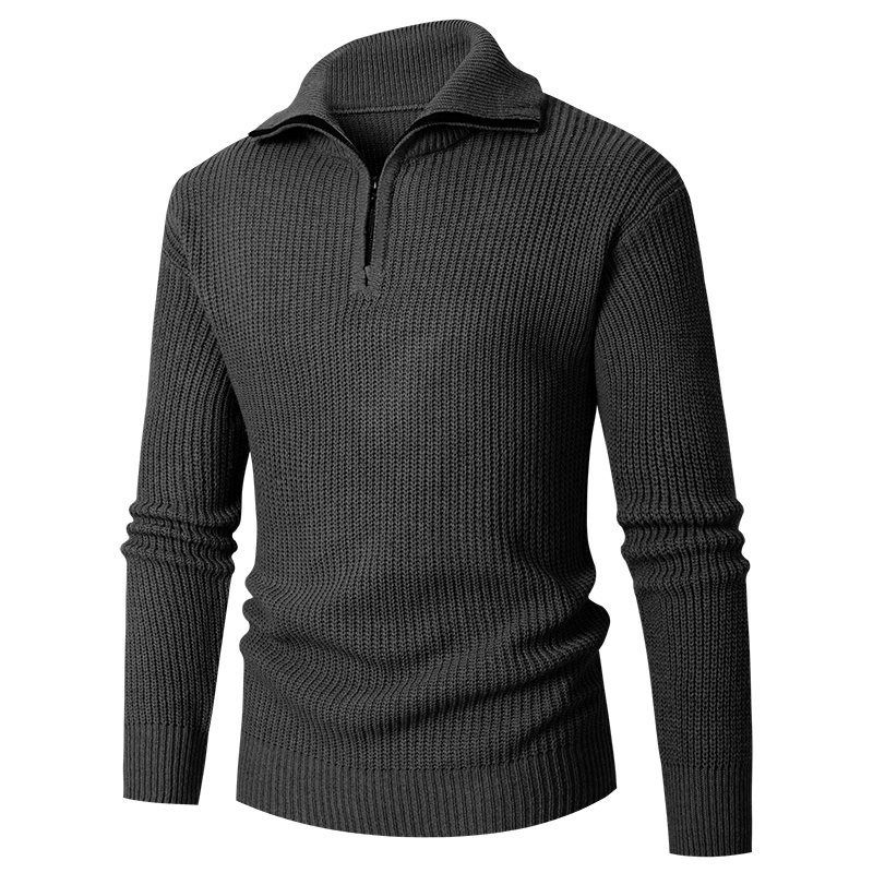 Maglione da uomo autunno inverno nuovo slim fit base colletto rovesciato mezza cerniera maglia maglia tinta unita_voghion.com