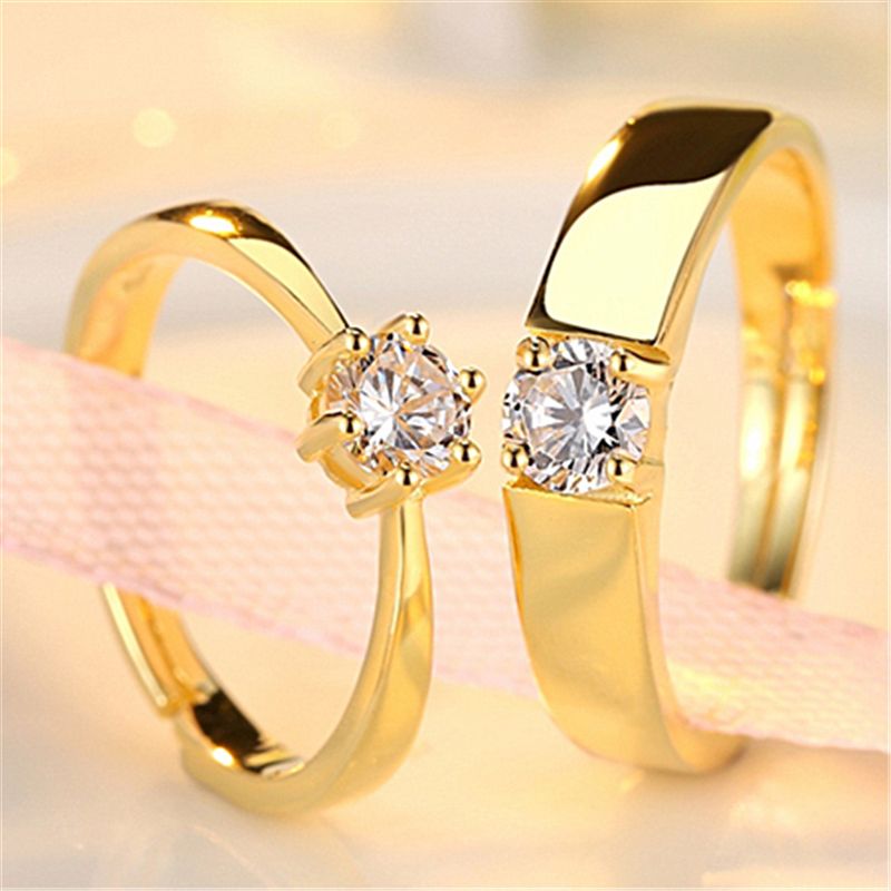 Couple's Couple's Wedding Simple Diamond Ring, A Pair Of Engraved Valentine's Day Gifts For Girlfriend_voghion.com