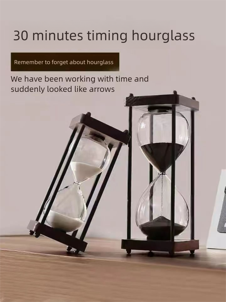 Simple Modern Geometric Glass Hourglass Ornament Creative Anti-Fall Children's Half-Hour 60-Minute Timer_voghion.com