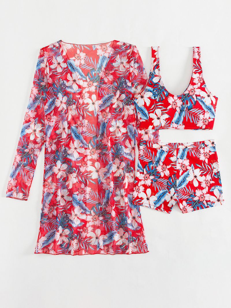 Women's Clothing Sexy multicolor print three-piece bikini for women_voghion.com