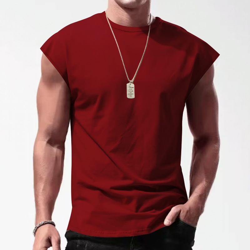 Herren Sommer Ärmelloses T-Shirt Tops Casual Loose Solid Color Dünner Abschnitt Schulter Unterhemden_voghion.com