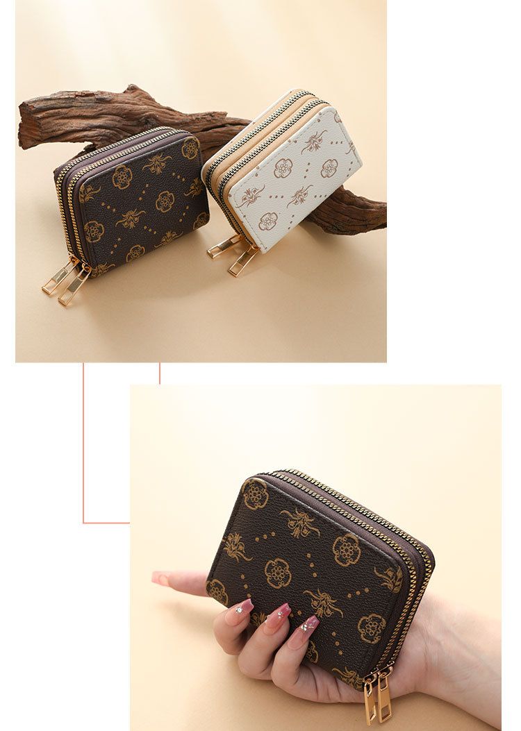Women's Card Holder Double Zipper Accordion Fashion Multi card Slot Multi function Card Holder Retro Trend Coin Purse_voghion.com