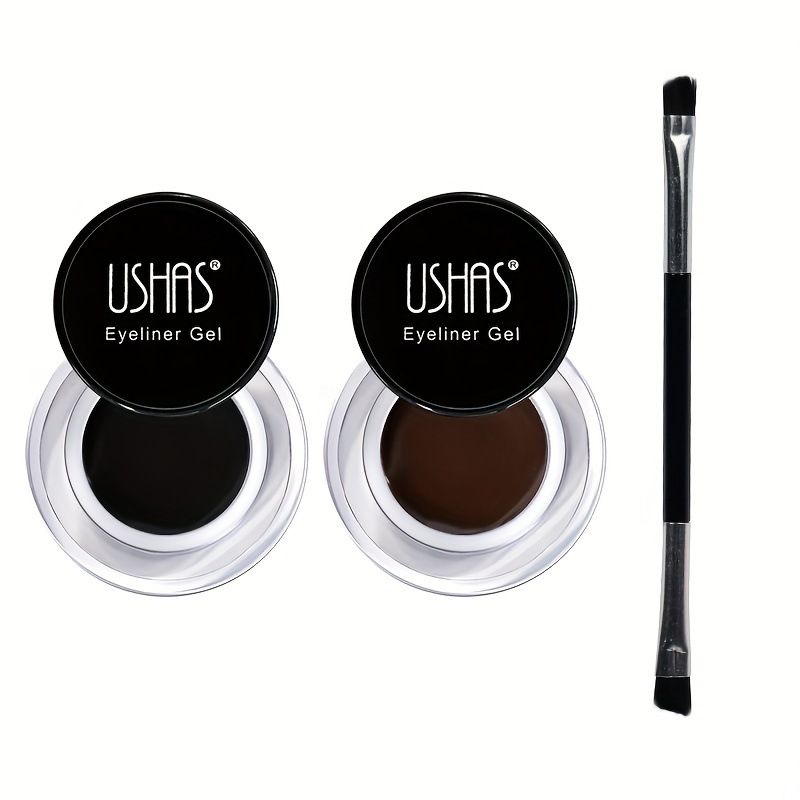 USHAS Schattenflasche mit Creme-Eyeliner-Pinsel, wasser- und schweißbeständiges Augen-Make-up_voghion.com