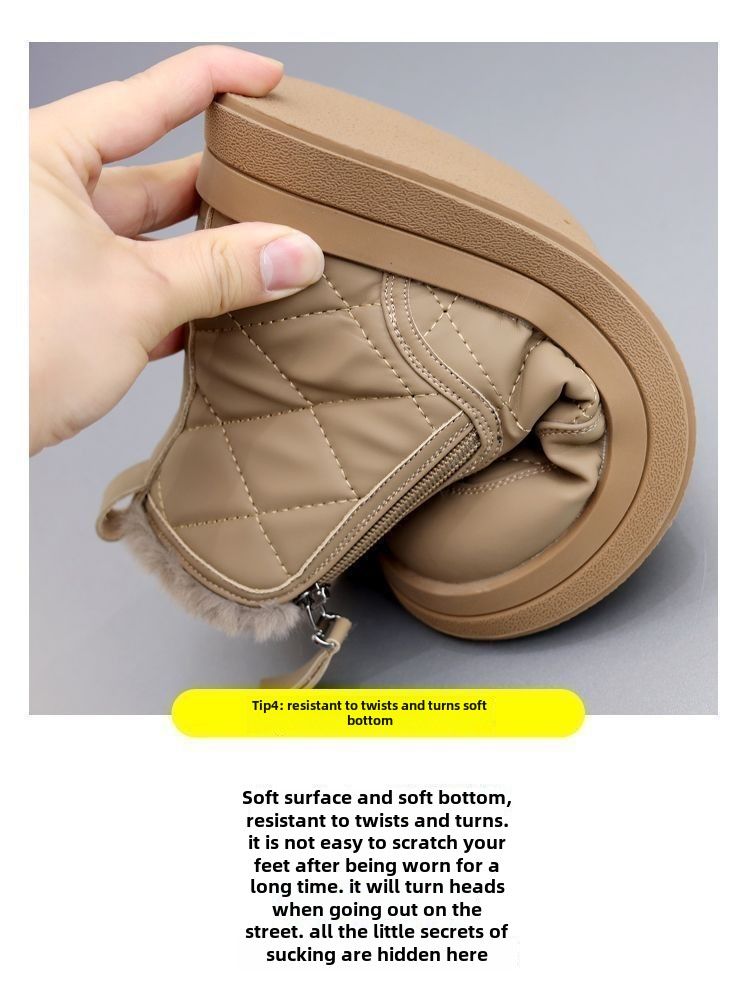 Γυναικείες μπότες χιονιού, νέες χειμωνιάτικες βελούδινες, παχιές βαμβακερές μπότες από βορειοανατολικό ... ύφασμα, αδιάβροχες, αντιολισθητικές και ζεστές, κοντές μπότες_voghion.com