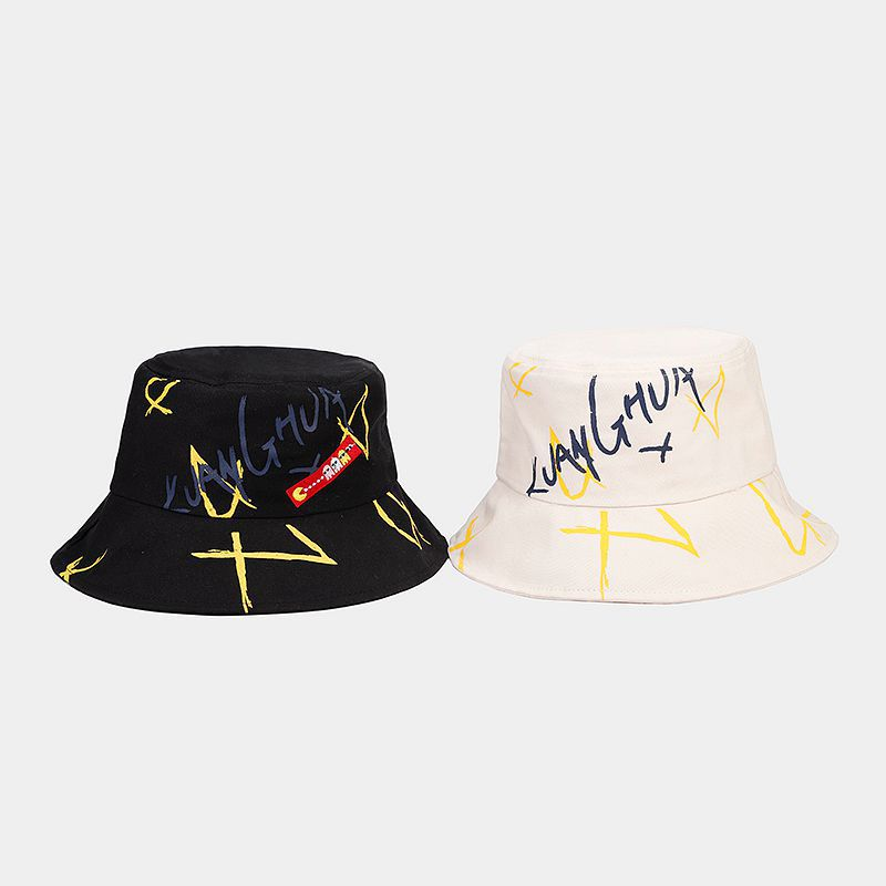 New graffiti alphabet fisherman hat men and women basin hat fashion outdoor sun protection sun visor hat_voghion.com