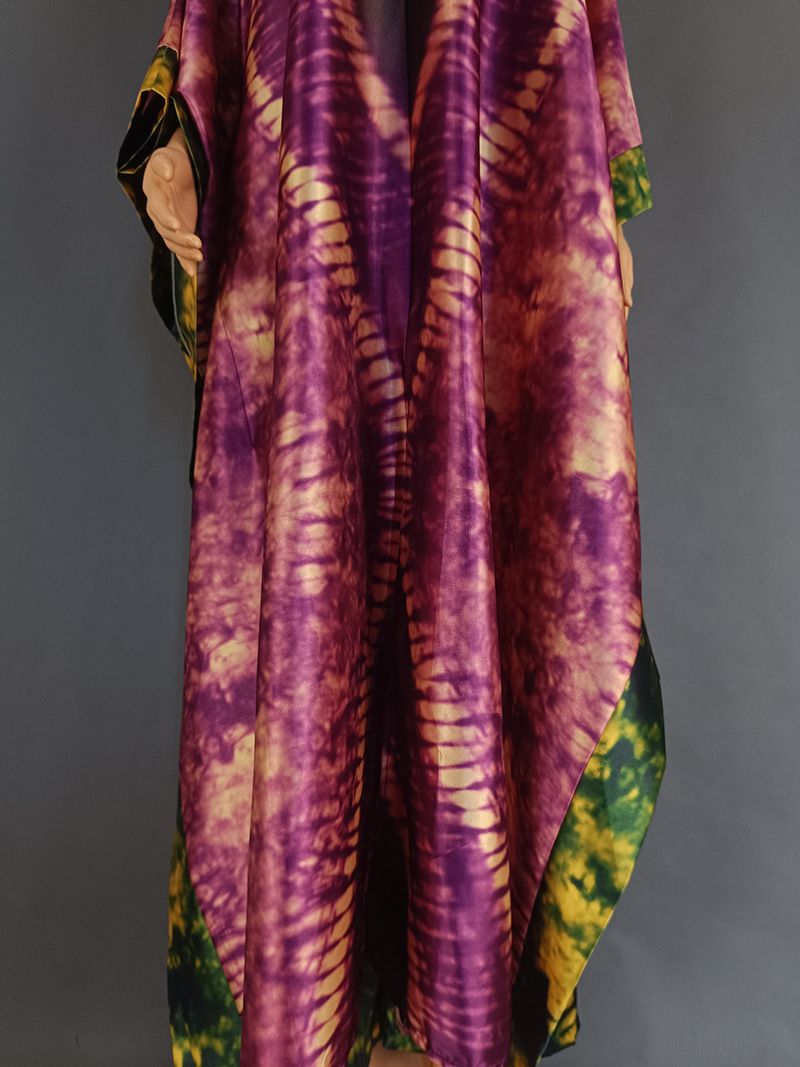 Women's Clothing Digital Printing Simulation Silk Satin Loose Trousers Robe Two Piece Suit_voghion.com