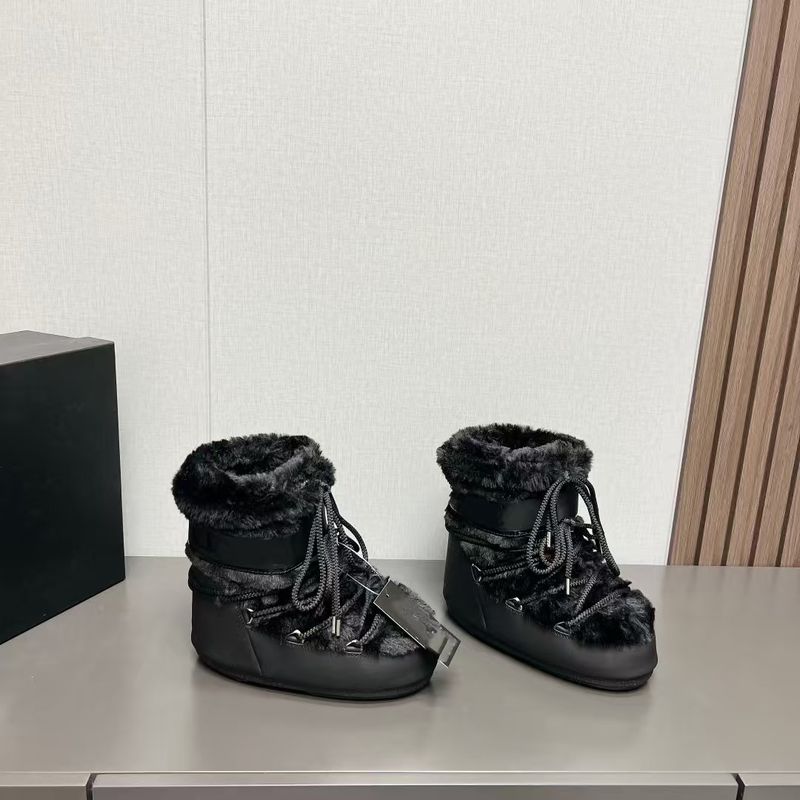 2024 Autumn/Winter Trendy Snow Round Head Thick Bottom Wool Strap Design Warm Moon Boots For Women_voghion.com
