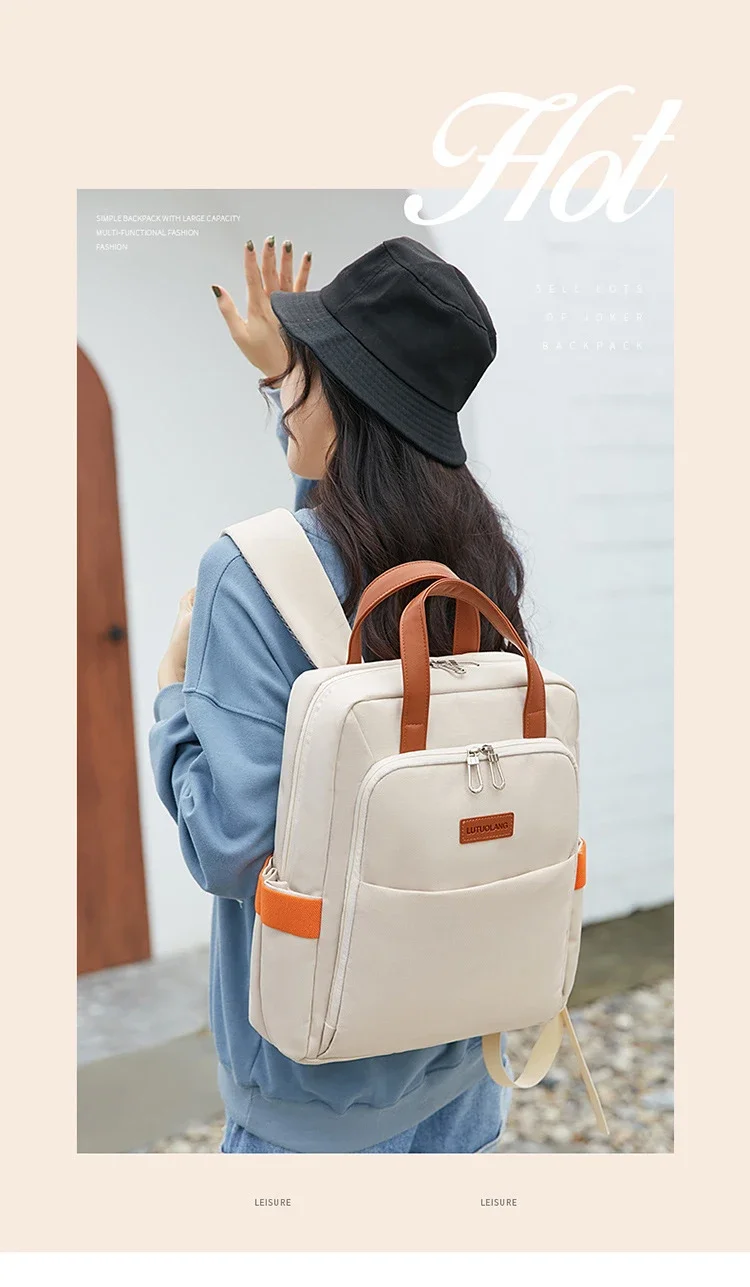 Fashion Women Backpack Large Capacity Casual Travel Bagpack 14 Inch Laptop Backpack School Bag For Teenage Girls_voghion.com