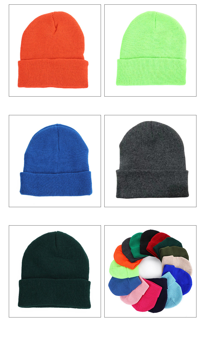 Unisex strikkelue Ensfarget flat lue Høst/vinter lue Vintage kuppel varm utendørs pullover lue Kul lue_voghion.com
