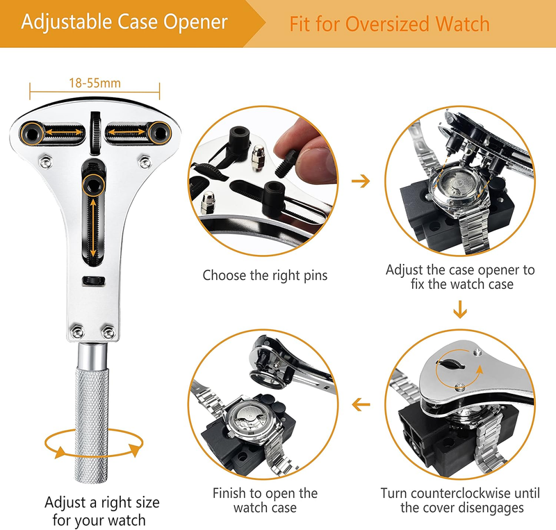 Outils de réparation de montres Ensemble 2 en 1 Ouvre-montre Base fixe ouverte à trois griffes Ouvre-couvercle inférieur de montre Ouvrez le couvercle arrière pour remplacer la batterie_voghion.com