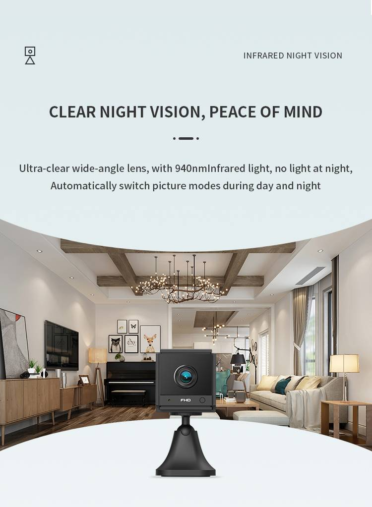 Micro Surveillance Camera, 2.4GHz Wireless WiFi Security Camera, 1080p Night Vision Home Security, Motion Sensor Detection, Two-way Voice Calls_voghion.com