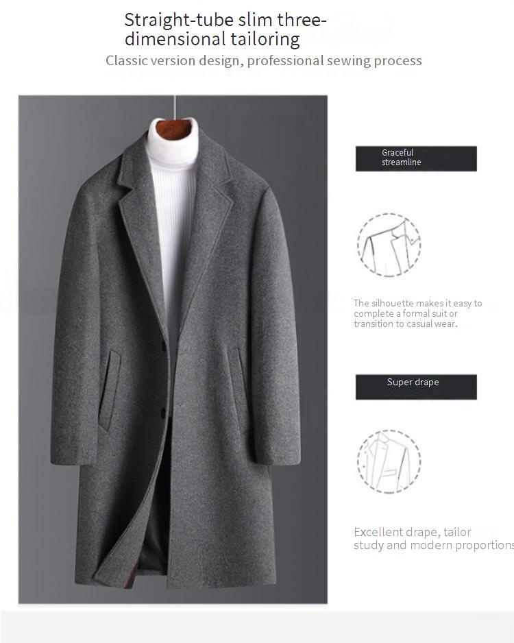 Men's Wool Blend Overcoat - Slim Fit Long Coat With Fleece Lining For Winter, Casual Business Style (Gray, Black, Burgundy, Navy, Camel)_voghion.com