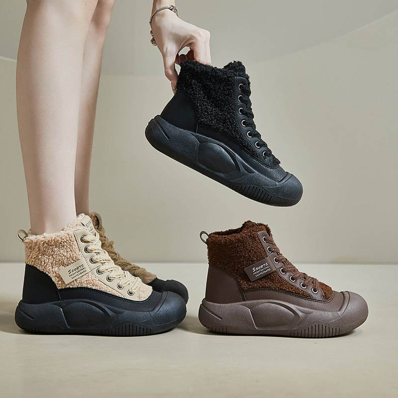 Neue Damenschuhe im koreanischen Stil mit dicken Sohlen und zusätzlichem Fleece für den Winter_voghion.com