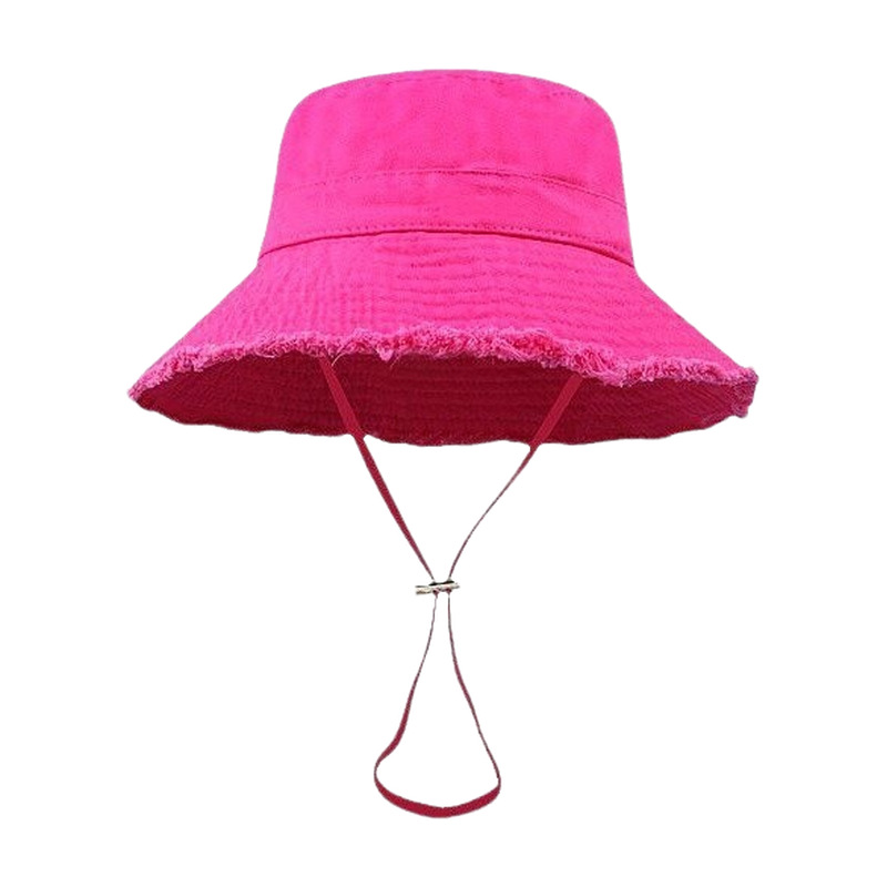Outdoor Sunshade, Sun Protection, Fringed Fisherman Hat For Women, Solid Color Beach, Foldable Basin Hat For Men, Multiple Color_voghion.com