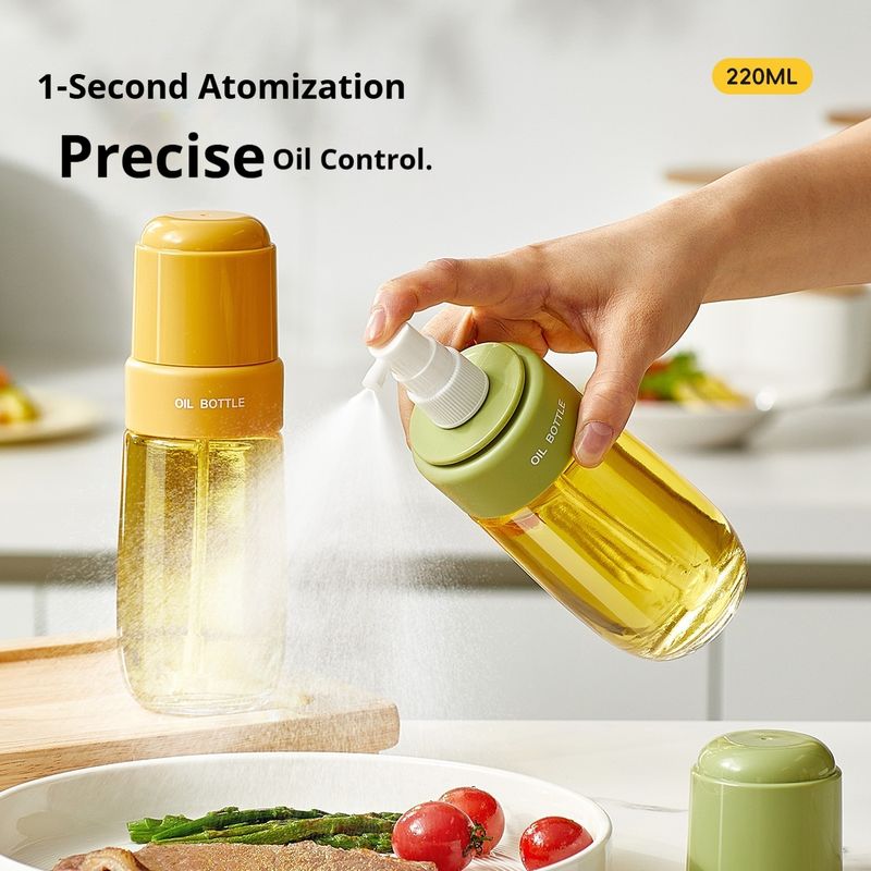 Glass Oil Spray Bottle For Cooking, 200ml Kitchen Oil Mister With Fine Mist Sprayer, Non-Stick Oil Dispenser For Baking, Grilling, Salad_voghion.com