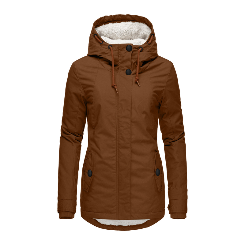 Women's fashion plus fleece thick hooded coat warm mid-length women's quilted jacket_voghion.com