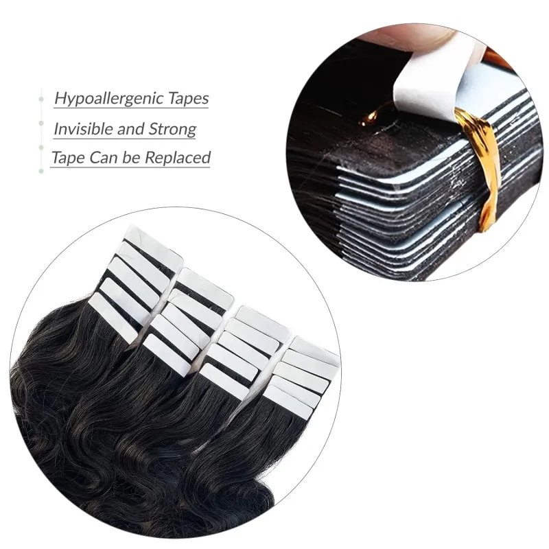 Extensii de păr ondulate, 50g, 20 buc, păr uman 100% natural, culoare naturală, adeziv, 26 inch, pentru femei de culoare_voghion.com