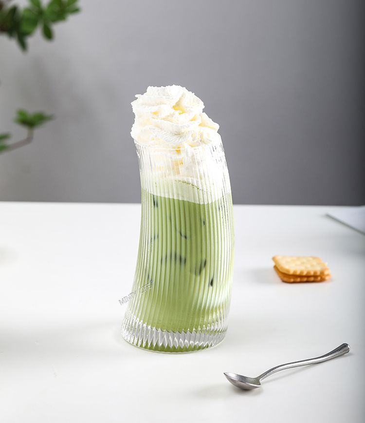 Tazza da caffè in vetro per cocktail, bevanda, tè, succo e vela a righe, INS Creative Crescent_voghion.com