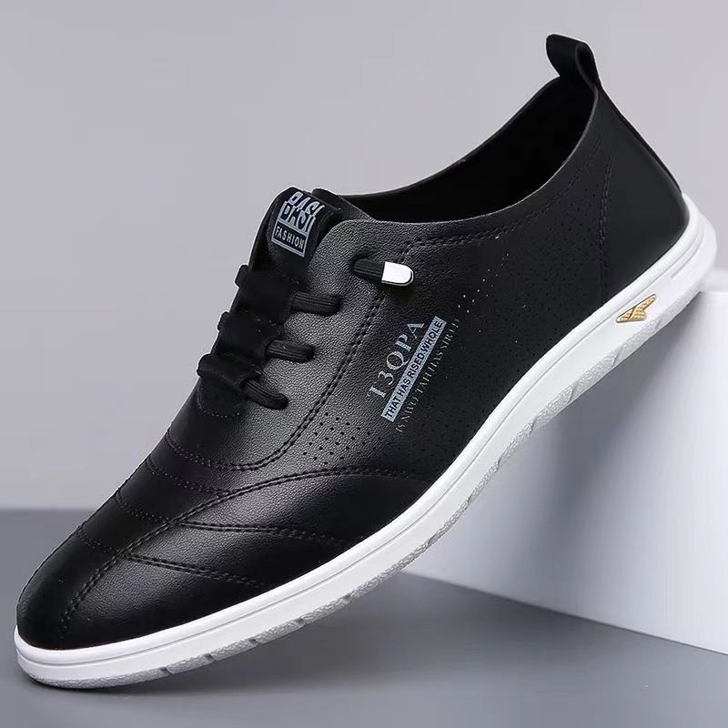 Herren Sommer Weiß Vielseitig Weiche Sohle Atmungsaktiv Ein Fußbrett Modisch Casual Britischer Stil Business Herrenschuhe_voghion.com