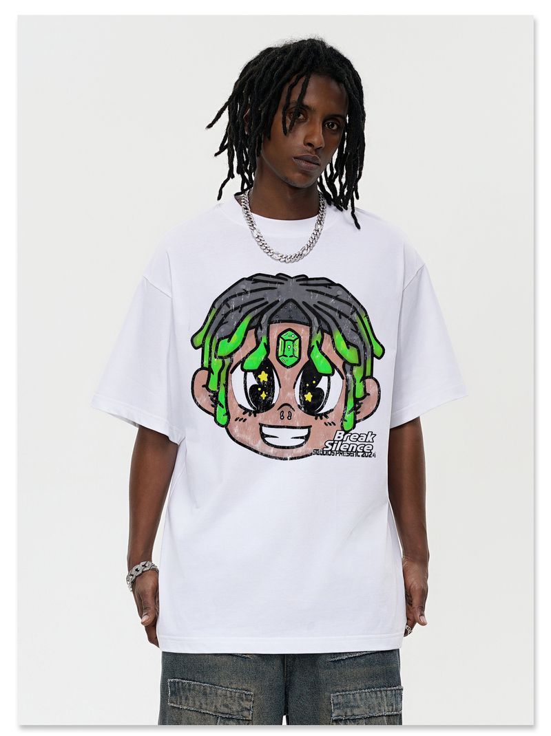 Meeste rõivad originaalsed käsitsi maalitud graffititega trendikad brändi rasked puuvillased lühikeste varrukatega T-särgid_voghion.com