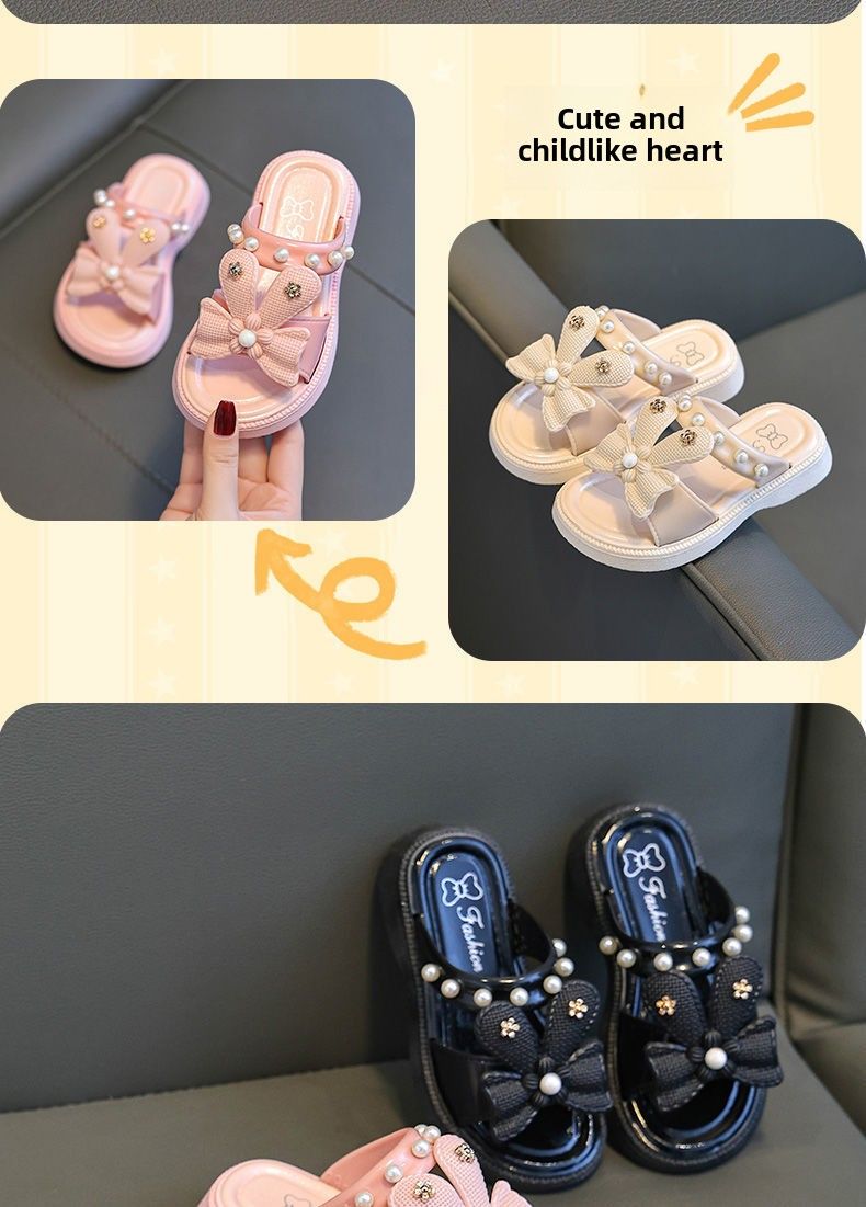 Mädchen mädchen hausschuhe mode niedlichen bogen prinzessin sommer sandalen kinder indoor und outdoor hausschuhe_voghion.com