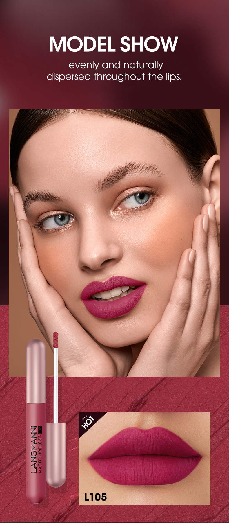 Langmanni Matte Liquid Lipstick Set – 6 samtige Lipgloss-Farbtöne, langanhaltend, trocknet nicht aus, wischfest, tierversuchsfreies Make-up-Set für Frauen_voghion.com