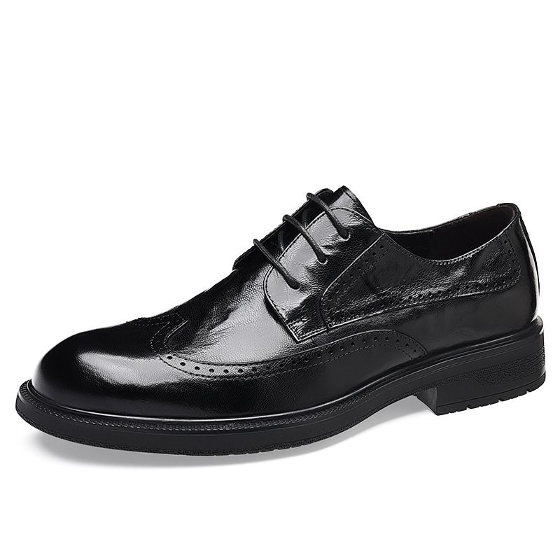 Euro Step Yeni İngiliz Tarzı Üst Katman Koyun Derisi İş Gündelik Hafif Moda Çok Yönlü Brogue Oymalı Erkek Deri Ayakkabılar_voghion.com