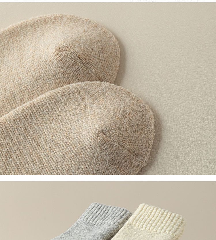 Women's Socks Autumn And Winter Thickened Warm Wool Socks Medium Tube Socks Solid Color Thick Socks Winter High Stockings_voghion.com