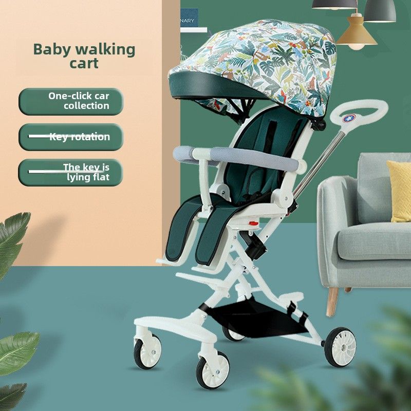 Carrito para caminar para bebés, ultraligero, plegable, para niños, altura ajustable, para sentarse y acostarse, rotación con un solo clic._voghion.com