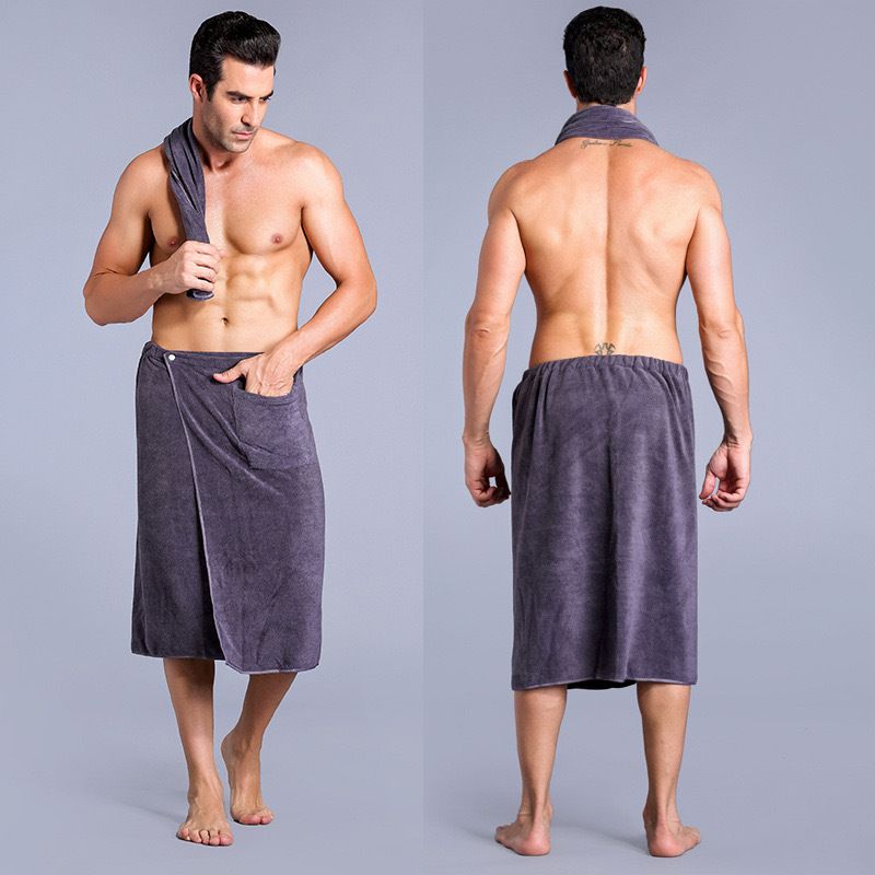 Gonna da bagno corta da uomo con bottone, asciugamano da bagno, gonna avvolgente da spiaggia, asciugamano singolo da uomo elastico, asciugamano assorbente sexy_voghion.com