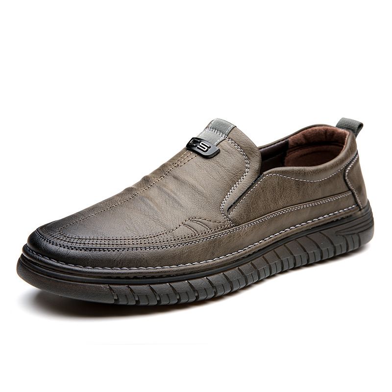 Men's Leather 2025 Spring New Soft Breathable Casual Cowhide Sole Non-Slip Driving Shoes For Middle-Aged Dads_voghion.com